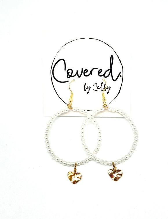 Pearl + Heart Hoops